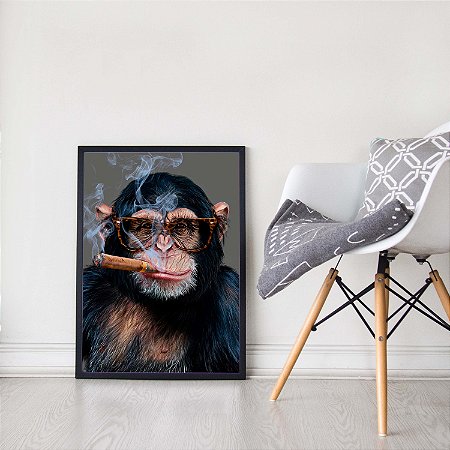 Quadro Decorativo Macaco Charuto Monkey Mafioso Óculos Arte