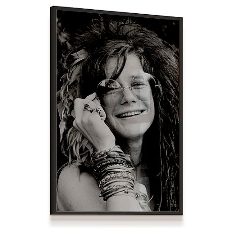 Quadro Decorativo Música Foto Janis Joplin Preto e Branco