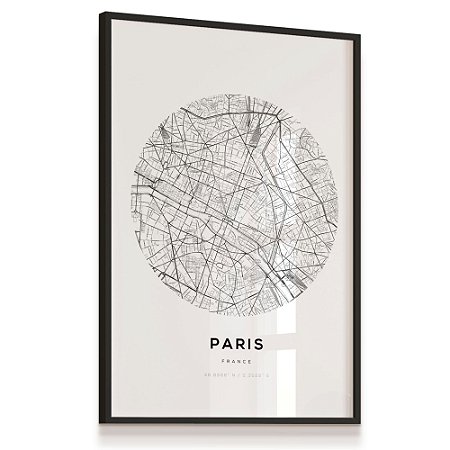Quadro Decorativo Mapa Cidade Paris França