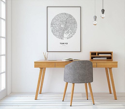 Quadro Decorativo Mapa Cidade Tóquio Tókio Japão Nome de Ruas