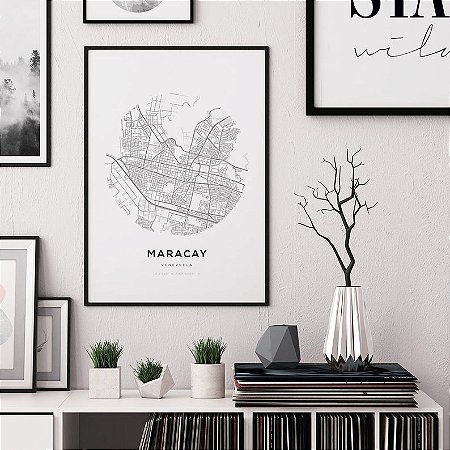 Quadro Decorativo Mapa Cidade Maracay Venezuela Nome de Ruas