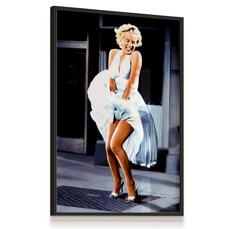 Quadro Decorativo Marilyn Monroe Vestido Branco Preto e Branco - Art Parede  - Quadros decorativos