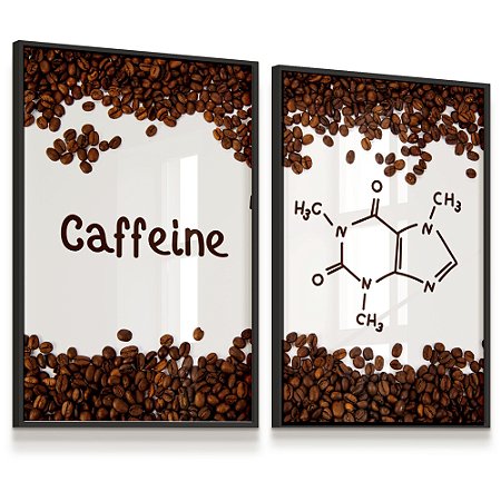 Quadro Decorativo Coffee Fórmula Café Grãos Caffeine Kit 2