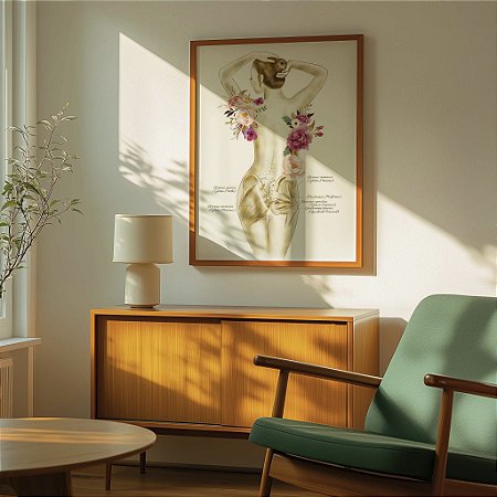 Quadro Estética Corpo Feminino Flores Glúteos Medicina Português Inglês
