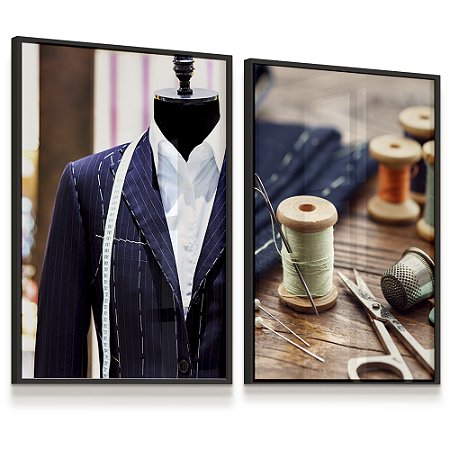 Quadro Decorativo Alfaiate Alfaiataria Costura Manequim terno