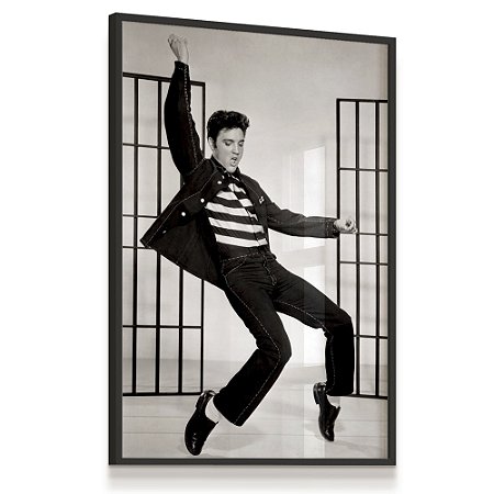 Quadro Decorativo Elvis Presley Retrô Dança Preto e Branco