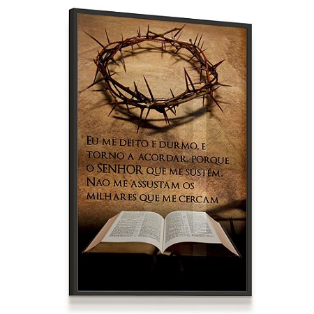 Quadro Decorativo Coroa de Cristo Versículo Bíblia Religião