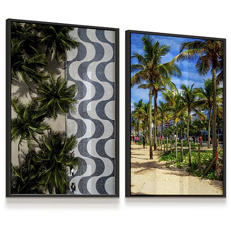 Quadro Praia Rio de Janeiro Ipanema Beach Calçadão Kit 2