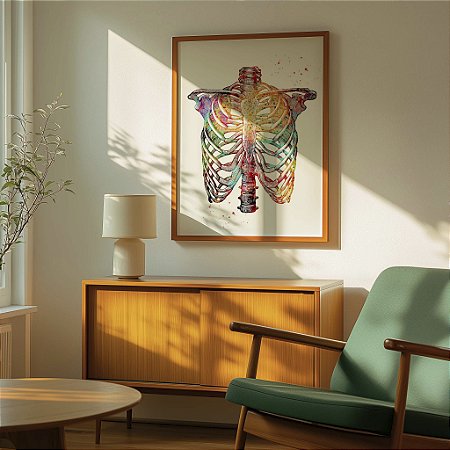 Quadro Decorativo Anatomia Esqueleto Humano Tórax Arte Médica