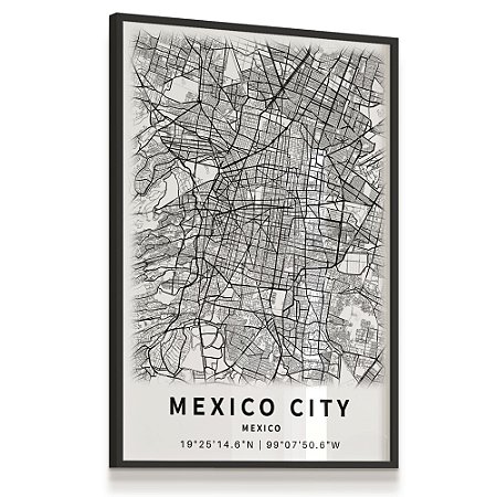 Quadro Decorativo Mapa Cidade México Com  Nomes Ruas