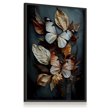 Quadro Decorativo Borboleta Butterfly Natureza Folhas Cores