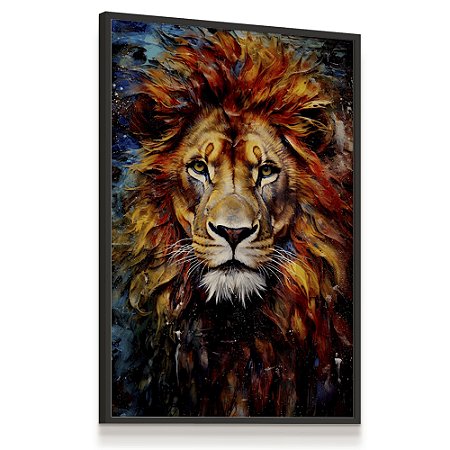 Quadro Decorativo Rosto Leão Colorido Judá Religioso Majestoso