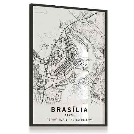 Quadro Decorativo Mapa Brasília Distrito Federal Nome de Ruas