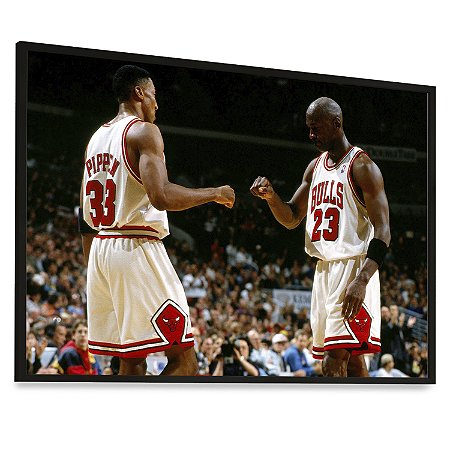 Quadro Decorativo Basquete Jogo Bulls Pippen e Jordan