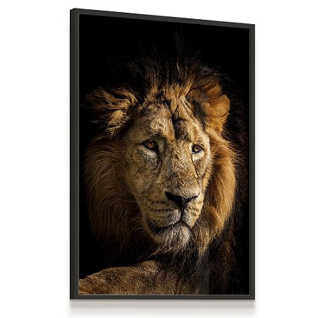 Quadro Decorativo Leão Majestoso Rosto Animal King Rei Judá Fé