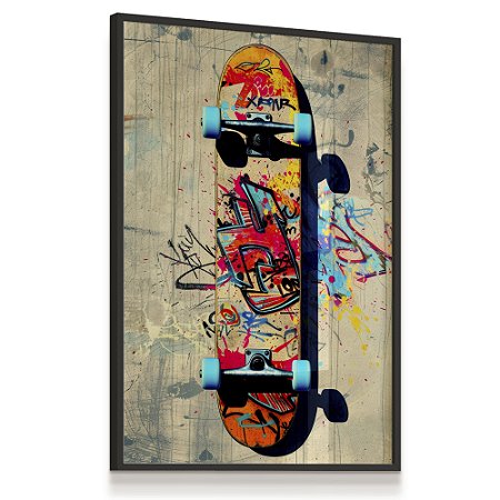Quadro Decorativo Skate Street Skatista Urbano Graffiti Colorido