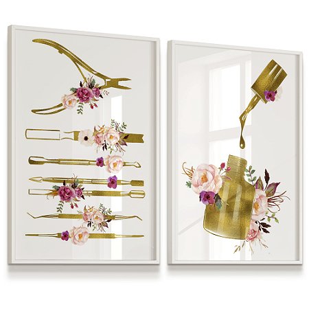 Quadro Decorativo Kit 2  Esmalteria Salão Esmalte Unhas Cores Alicate Espátulas