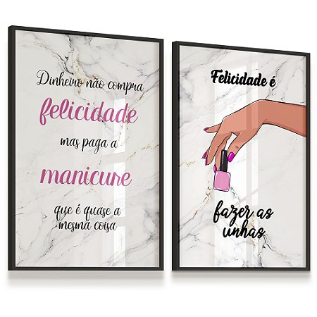 Quadro Decorativo Kit 2  Esmalteria Salão Beleza Esmalte Unhas Frase