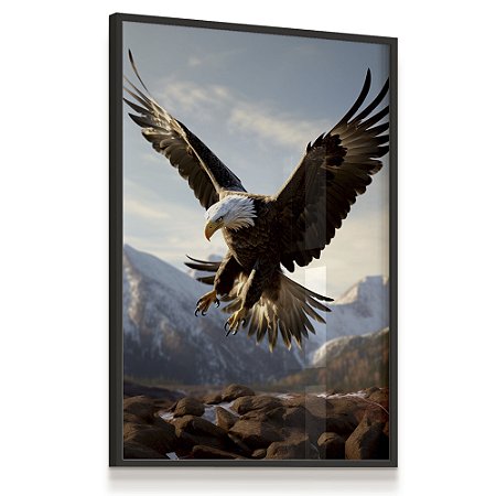 Quadro Decorativo Águia Asas Abertas Voando Nobreza Imponente