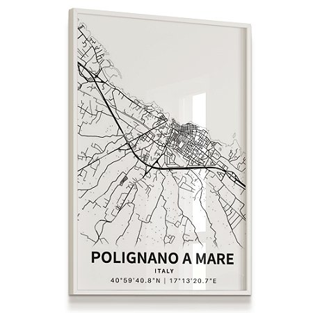 Quadro Decorativo Mapa Polignano a Mare Cidade italiana Peghegnéne