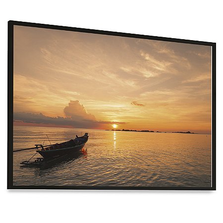 Quadro Decorativo Barco Praia Mar Oceano Por do Sol Natureza