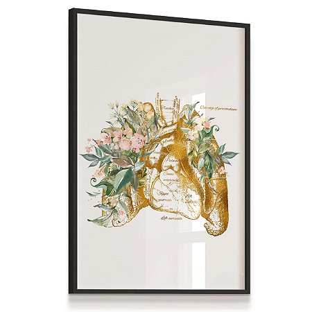 Quadro Decorativo Anatomia Pulmão Tons Flores Verdes Medicina Clínica Descricão em Inglês