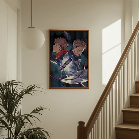 Quadro Decorativo Anime Jujutsu Kaisen Yuji Itadori e Ryomen Sukuma