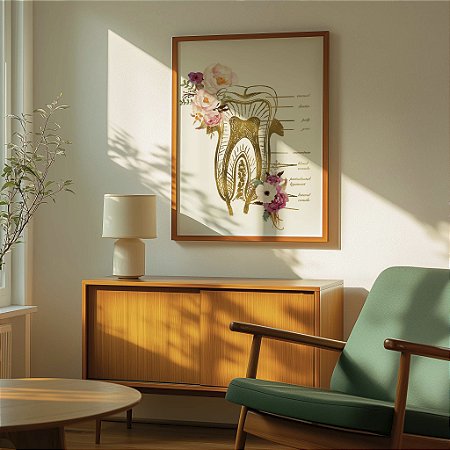 Quadro Decorativo Odontologia Clínica Dentes Odontológica Flores Rosas