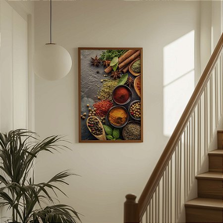 Quadro  Decorativo Temperos Potes Colheres Condimentos Cores Goumert Cozinha Pub
