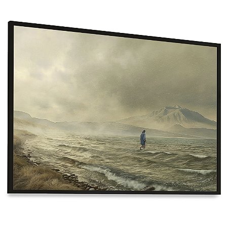 Quadro Decorativo Jesus Caminhando Sobre as Águas Religioso Mar  Galiléia Religião