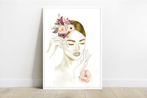Quadro  Decorativo Estética Spa Skin Care Face Beleza Mulher Floral