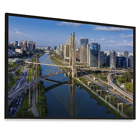 Quadro  Decorativo Vista Aérea da Avenida "Pinheiros Marginais" Cidade São Paulo Arquitetura Ponte Estaiada