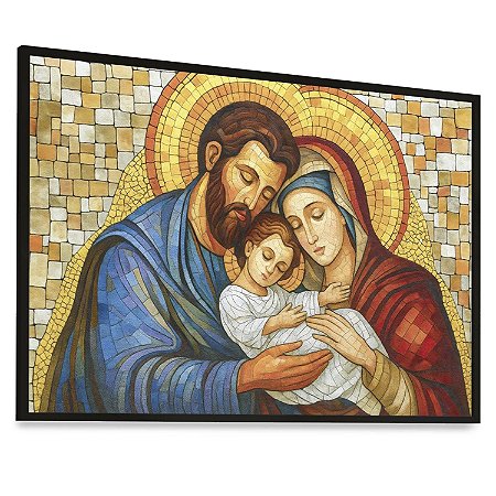 Quadro Decorativo Sagrada Família Cores Vitral Religioso Religião Oração