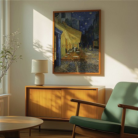 Quadro  Decorativo Terraço do Café à Noite Vincent van Gogh Arte Pintura