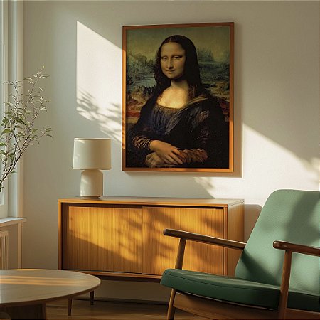 Quadro  Decorativo Mona Lisa  Leonardo da Vinci Museu do Louvre, em Paris Arte Pintura
