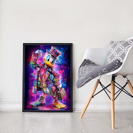 Quadro  Decorativo Tio Patinhas Colorido Street Art Desenho Estilo Poder Negócios