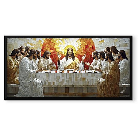 Quadro Decorativo Santa Ceia Última Ceia Religioso Apóstolos Oração 103x53