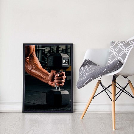 Quadro  Decorativo Academia Fitness Musculação Motivação Peso Força