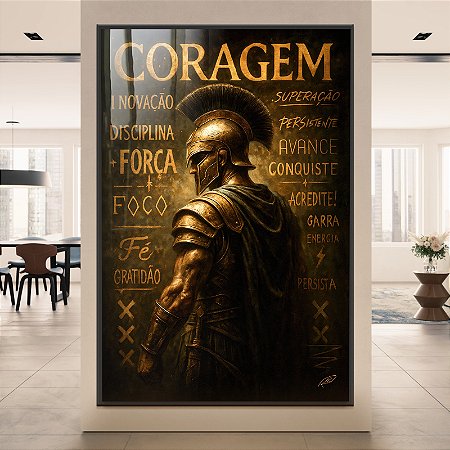 Quadro Decorativo Negócios Coragem Vencedor Foco Força Fé Motivação Disciplina