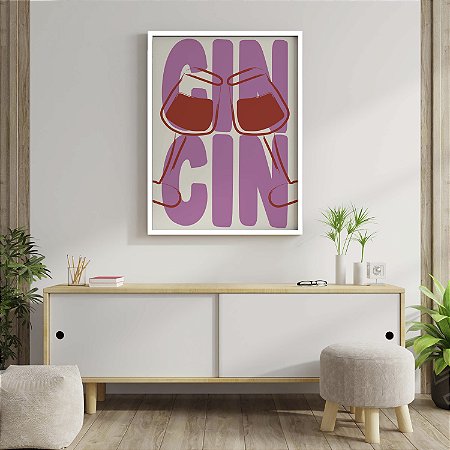 Quadro  Decorativo Drink Cheers Cin Cin Taça Vinho Vintage Gourmet