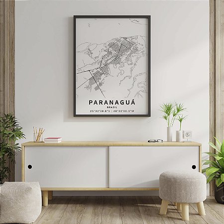 Quadro Decorativo Mapa Paranaguá Paraná Litoral Brasil Nome de Ruas