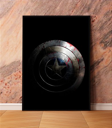 Quadro  Decorativo Escudo Capitão América Vingadores The Winter Soldier