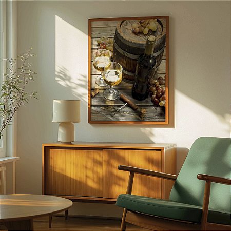Quadro Decorativo Taças Vinho Branco Uva Wine Goumert Adega