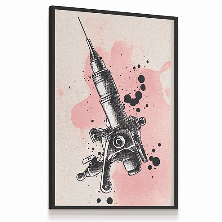 Quadro  Decorativo Estúdio Tattoo  Máquina de Tatuagem Retrô