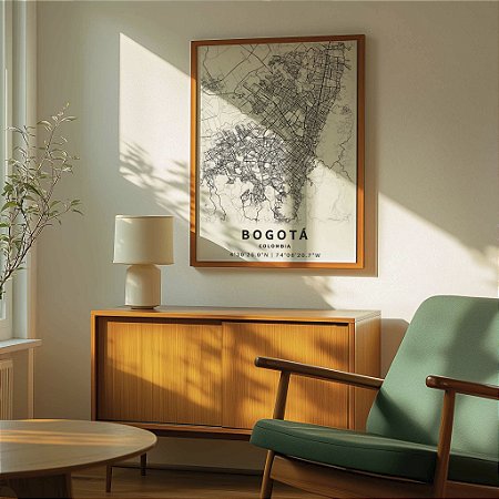 Quadro Decorativo Mapa Bogotá Colômbia Cidade Países Nome de Ruas