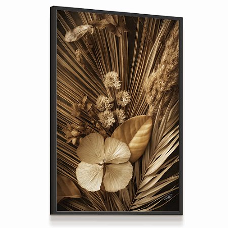 Quadro Decorativo Folhas Secas Flor Folhagem Trigo Natureza