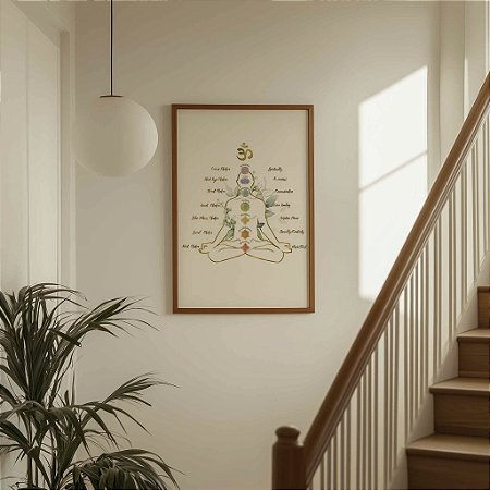 Quadro  Decorativo Meditação Chacras Sistema Corpo Humano Yoga