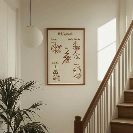 Quadro  Decorativo Símbolos Sagrados Reiki Chacras Meditação