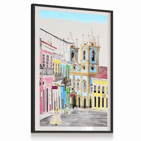 Quadro Decorativo Salvador Bahia Cidade Pintura Paisagem Urbana