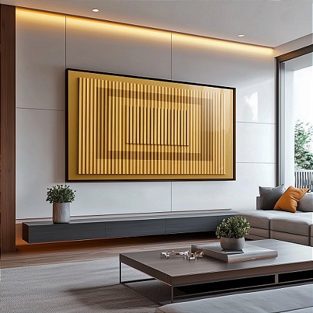 Quadro Decorativo Abstrato Ripado Marrom Moderno Linhas Verticais